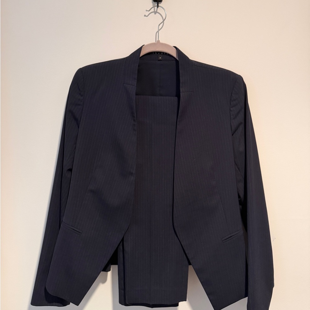 Theory Navy Pinstripe Suit Set